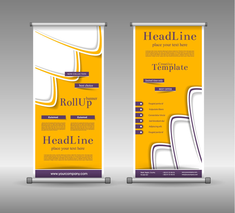 矢量橙色现代竖式横幅设计