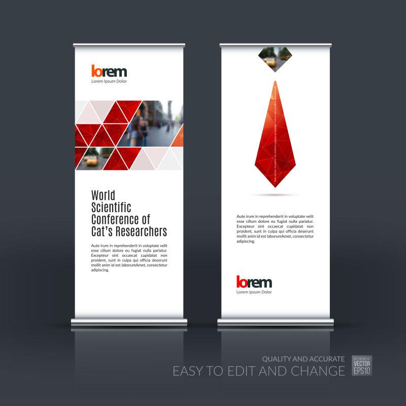 抽象红色几何风格的矢量竖式横幅设计