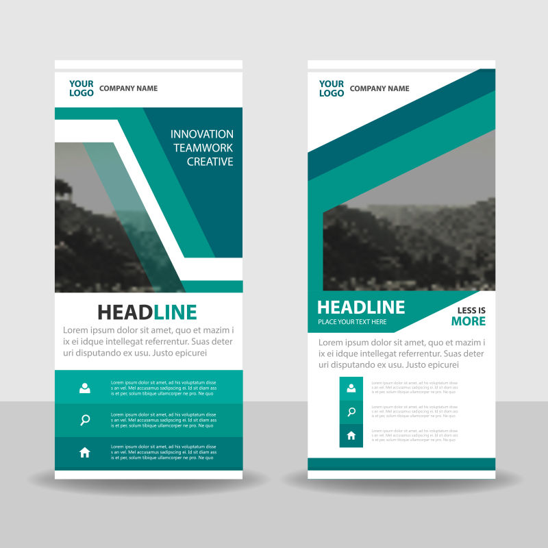 抽象绿色几何的矢量现代竖式横幅设计