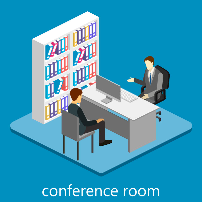 创意矢量现代办公室平面插图