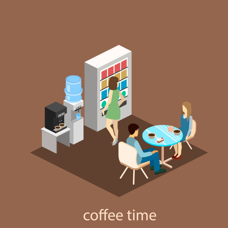 创意矢量办公休闲区插图