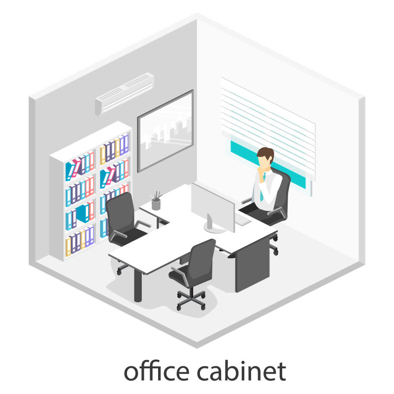 创意矢量白色现代办公室