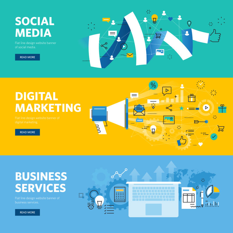 社交媒体概念矢量横幅