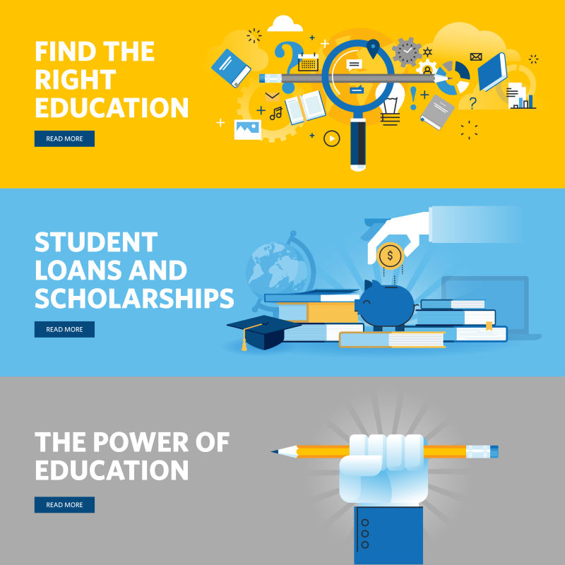 矢量的教育与理财概念横幅