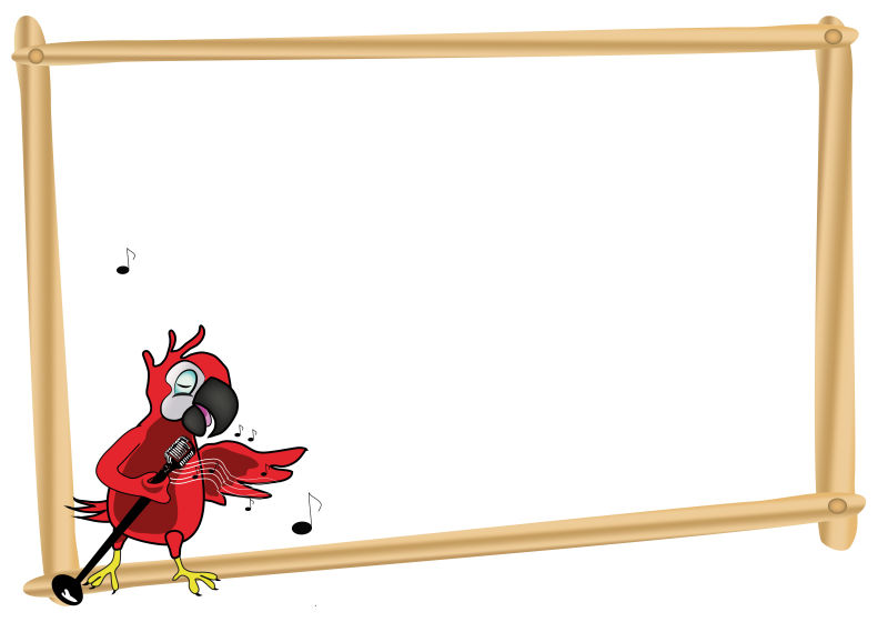 矢量唱歌鹦鹉设计元素的边框设计