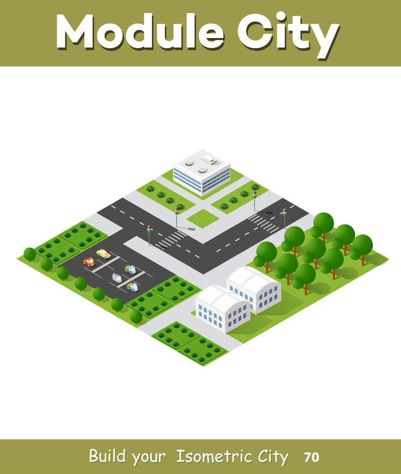 创意等距的城市小镇设计元素