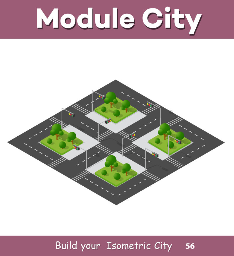 创意矢量等距城市道路