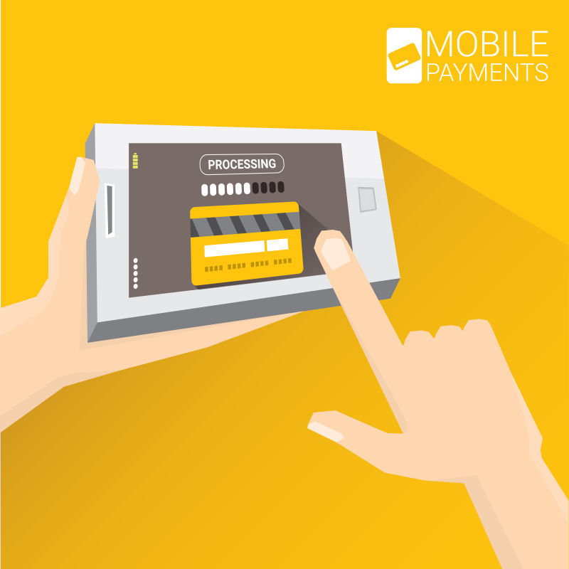 创意矢量手机移动支付过程的插图