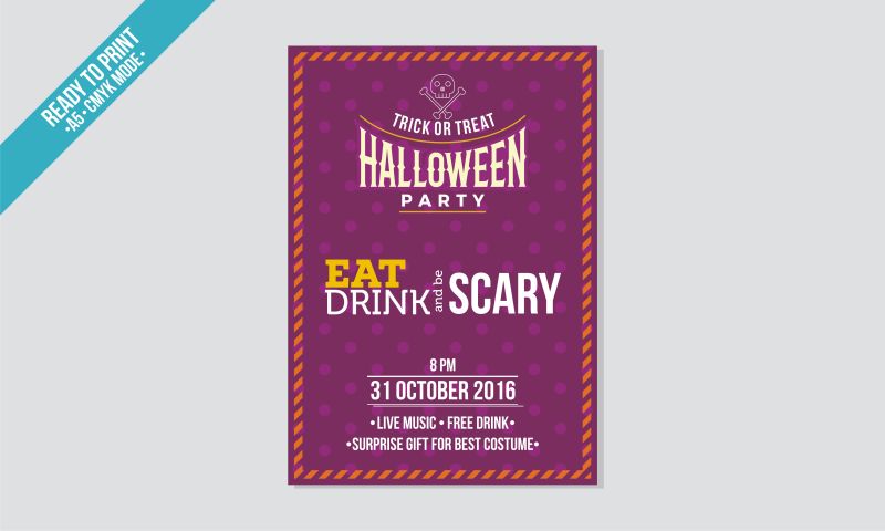 紫色的万圣节聚会传单