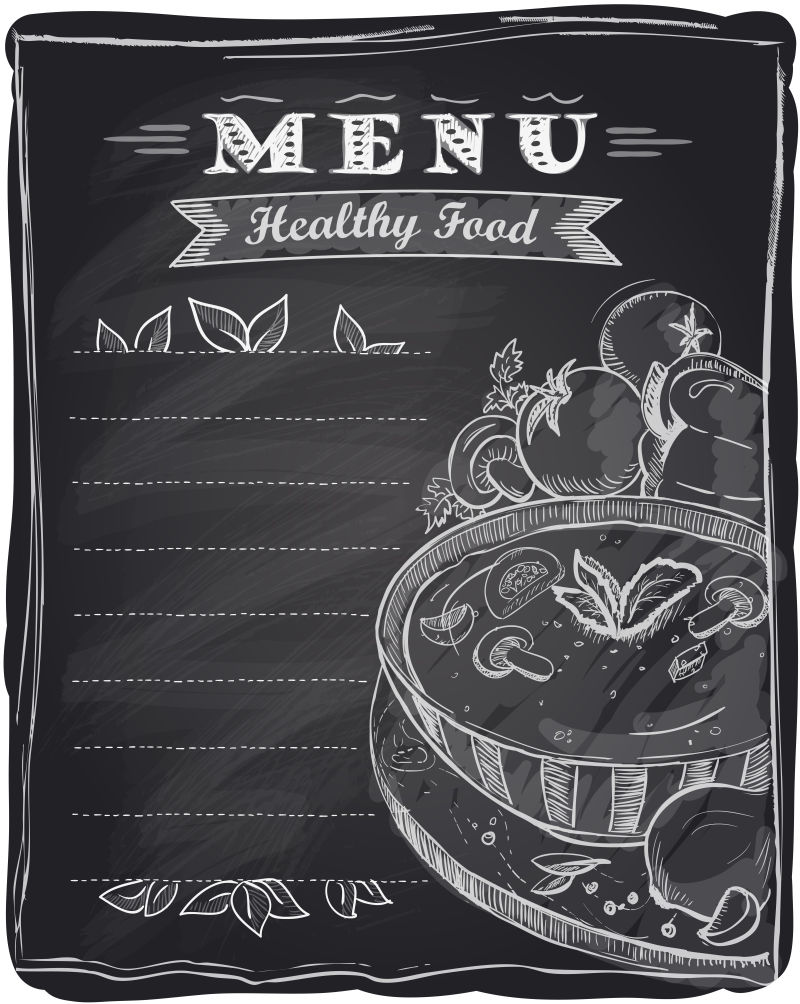 粉笔画风格的矢量餐厅菜单