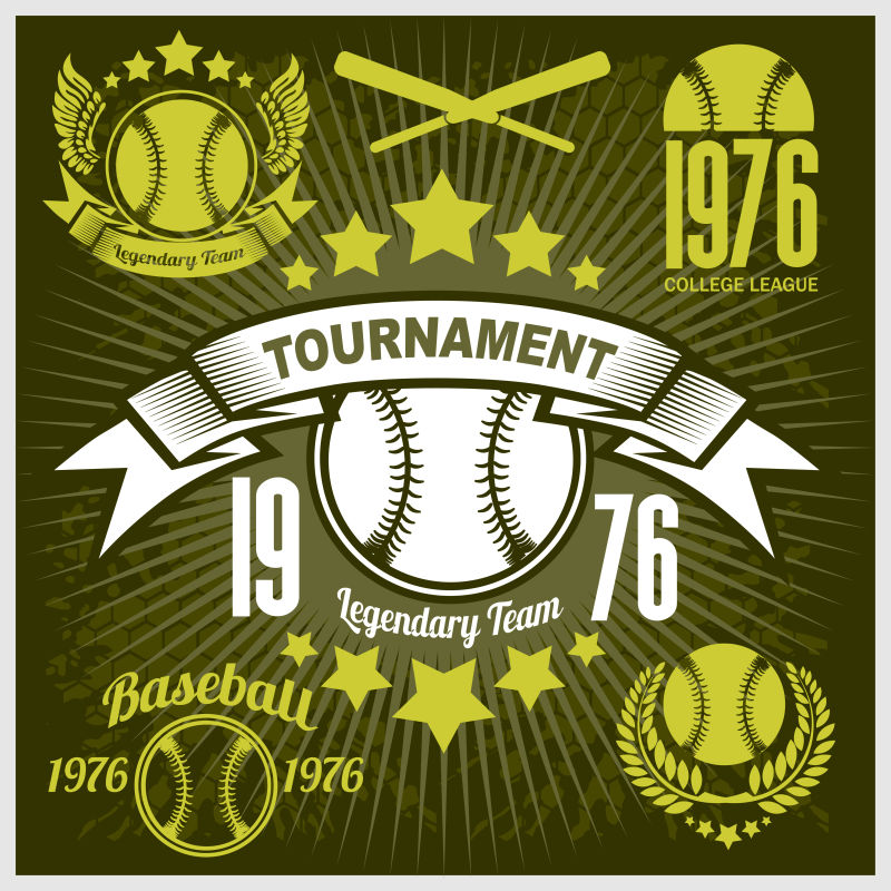 棒球创意徽章矢量设计 