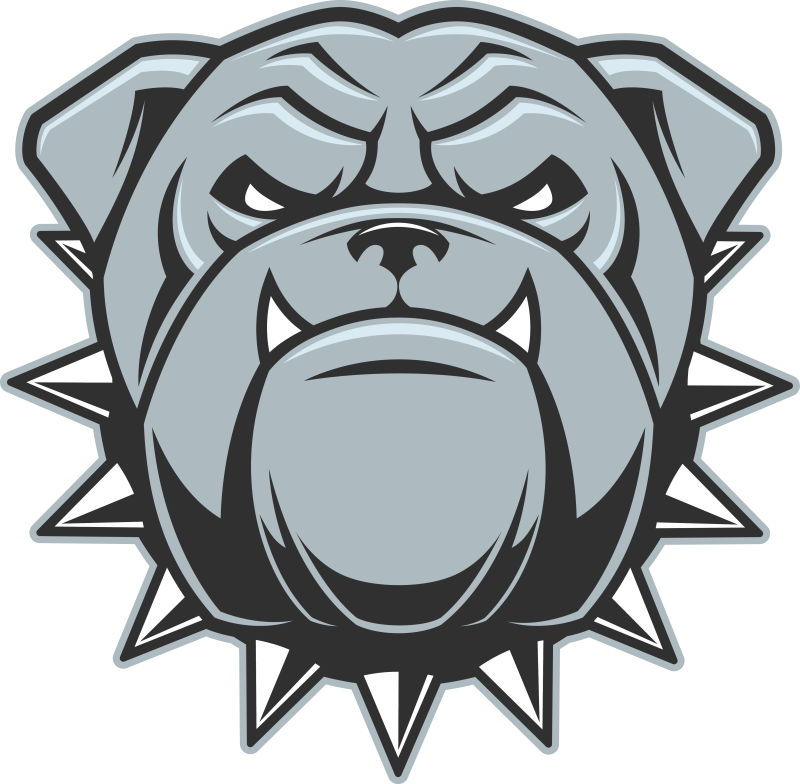 愤怒的斗牛犬矢量插图