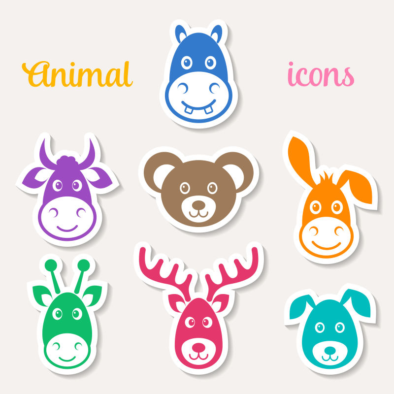 彩色矢量卡通动物插图