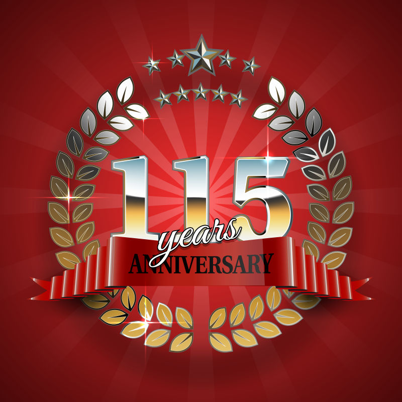 矢量的一百一十五周年纪念日徽章设计