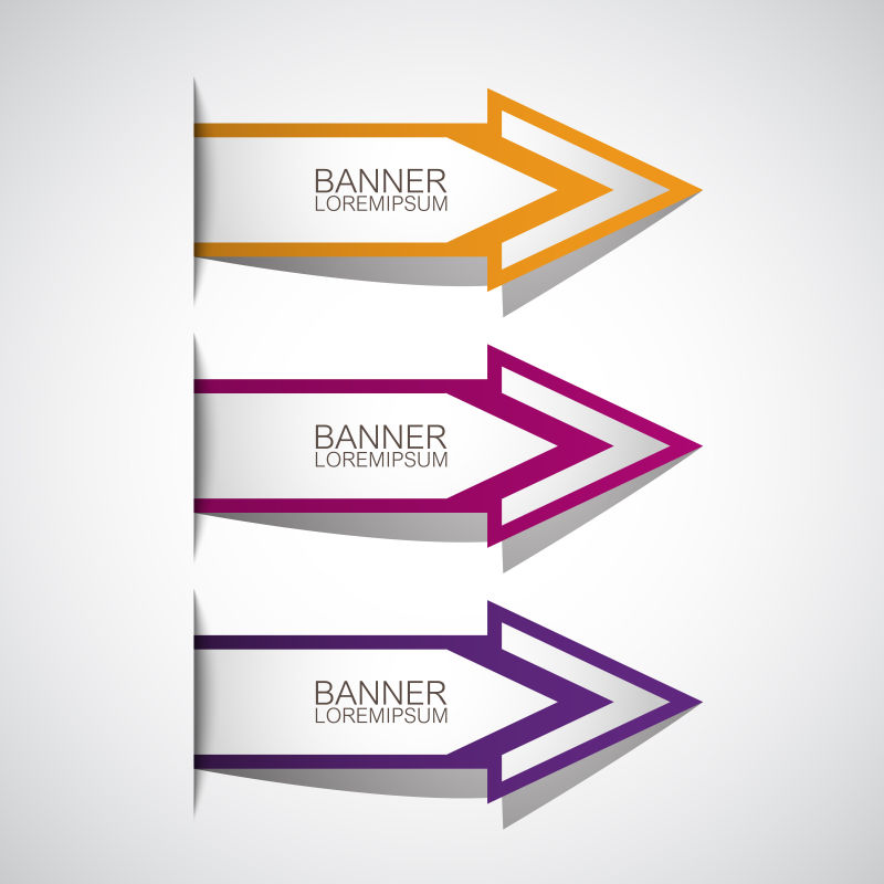 箭头折纸横幅矢量设计