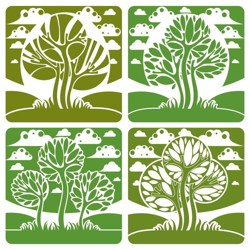 矢量的绿色树木插图