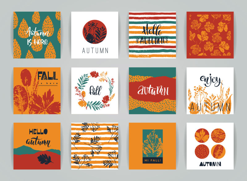 抽象手绘纹理的矢量秋季背景