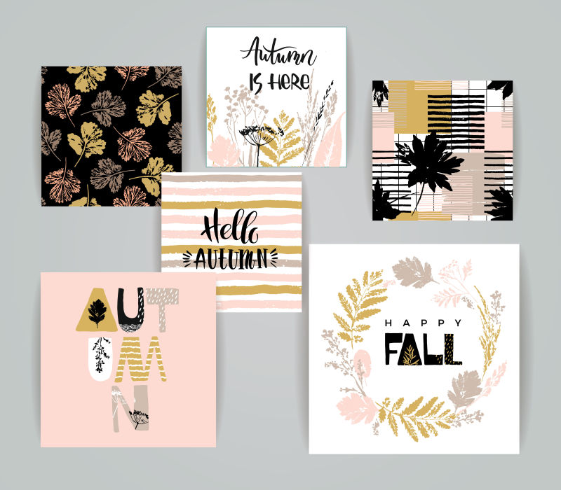 抽象矢量秋季元素的艺术贺卡