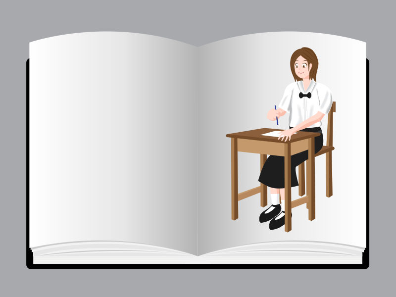 创意矢量亚洲女子校服设计插图