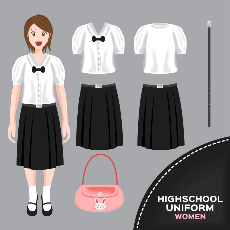 矢量女子大学校服设计插图