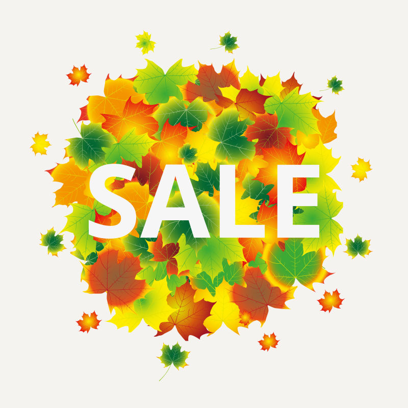 秋叶图案的矢量销售插图