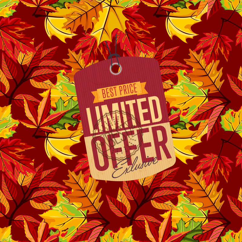 矢量秋季元素的促销标签设计