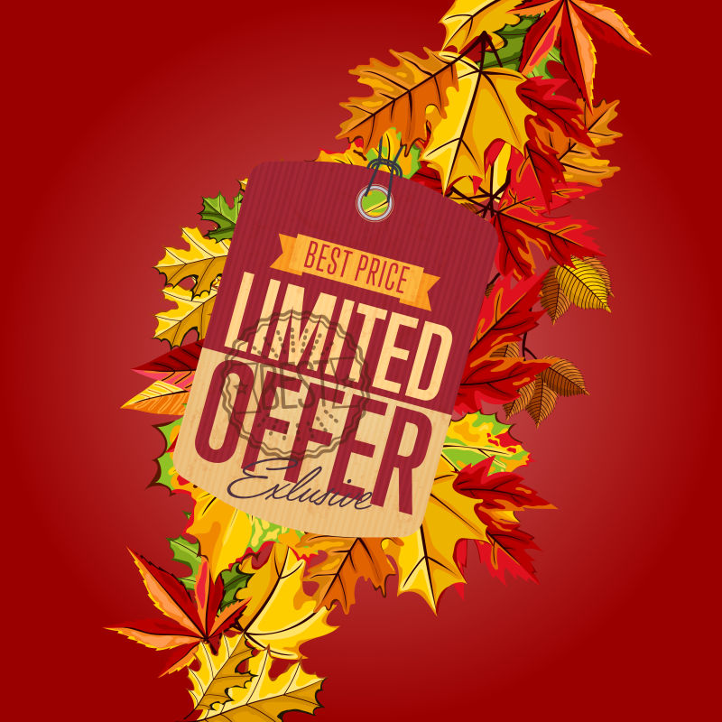 创意矢量秋季元素促销标签设计