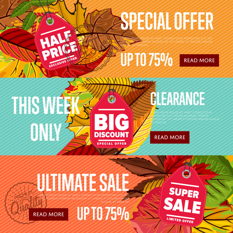 矢量创意秋季季节性促销标签设计