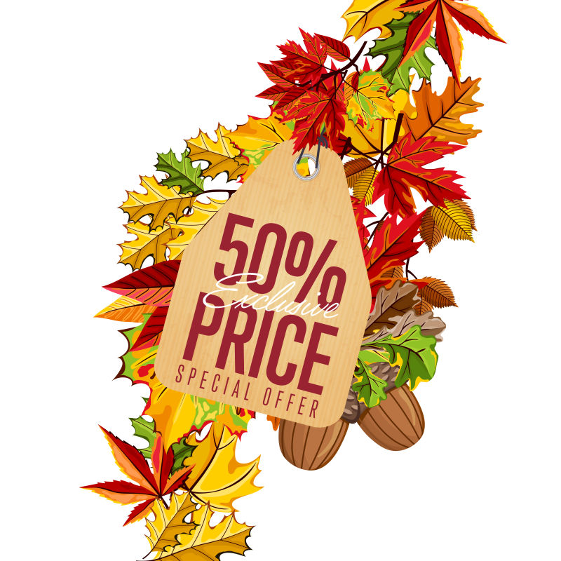 矢量秋季促销创意标签设计