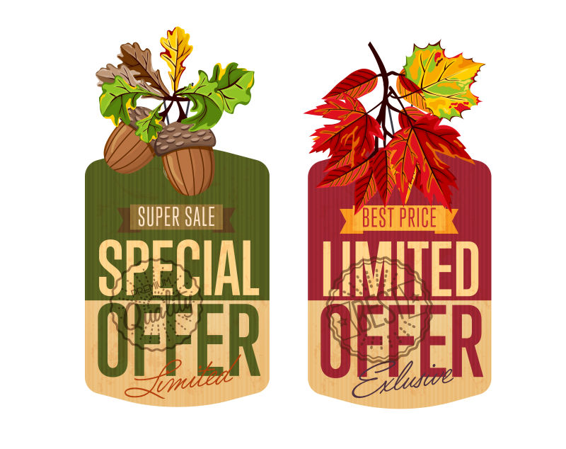 秋季复合矢量秋季促销标签设计