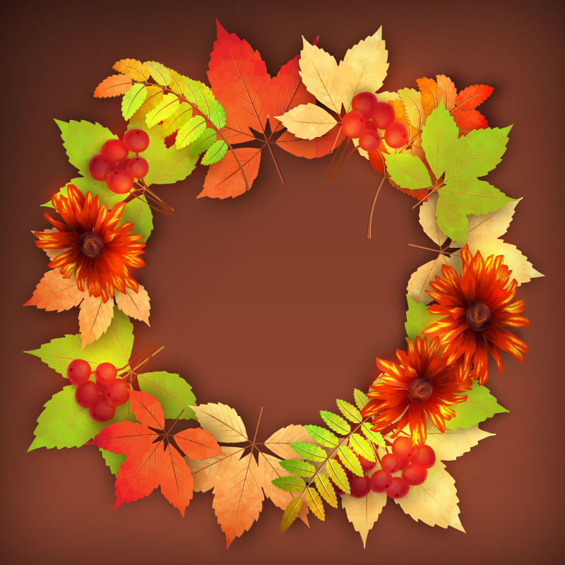 矢量秋季元素的花框设计
