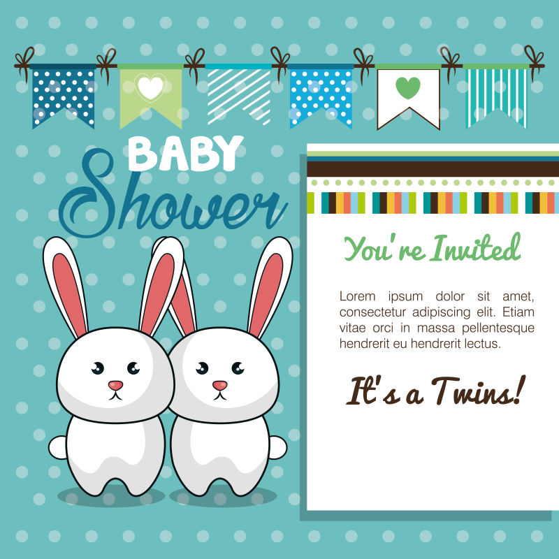 矢量的兔子图案沐浴卡