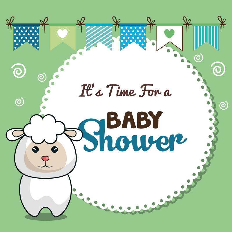 可爱绵羊图案沐浴卡矢量设计