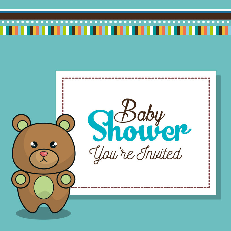 卡通小熊图案的沐浴卡矢量设计