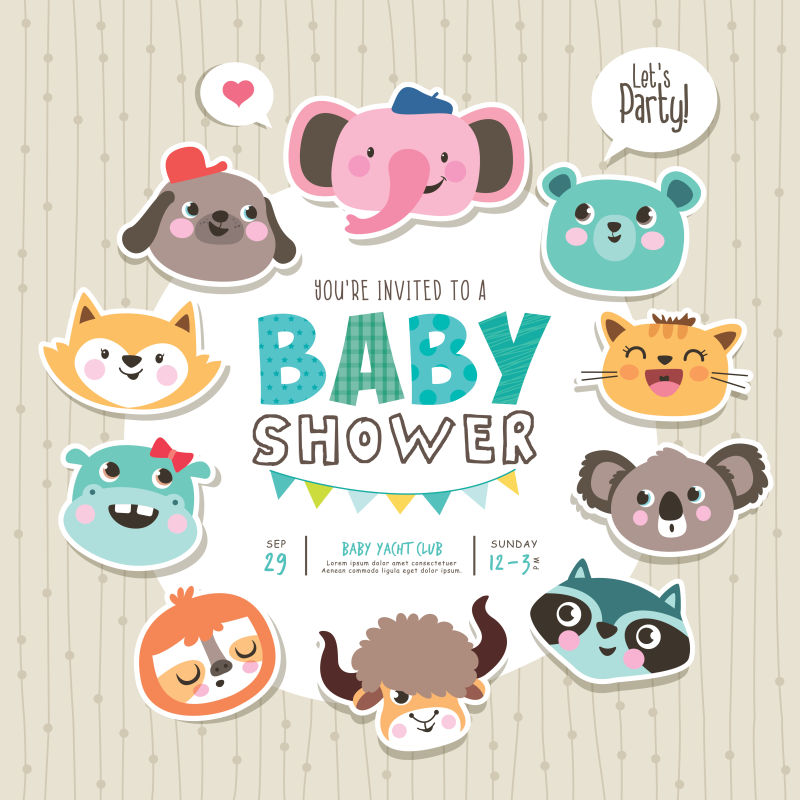 矢量的婴儿沐浴卡插图