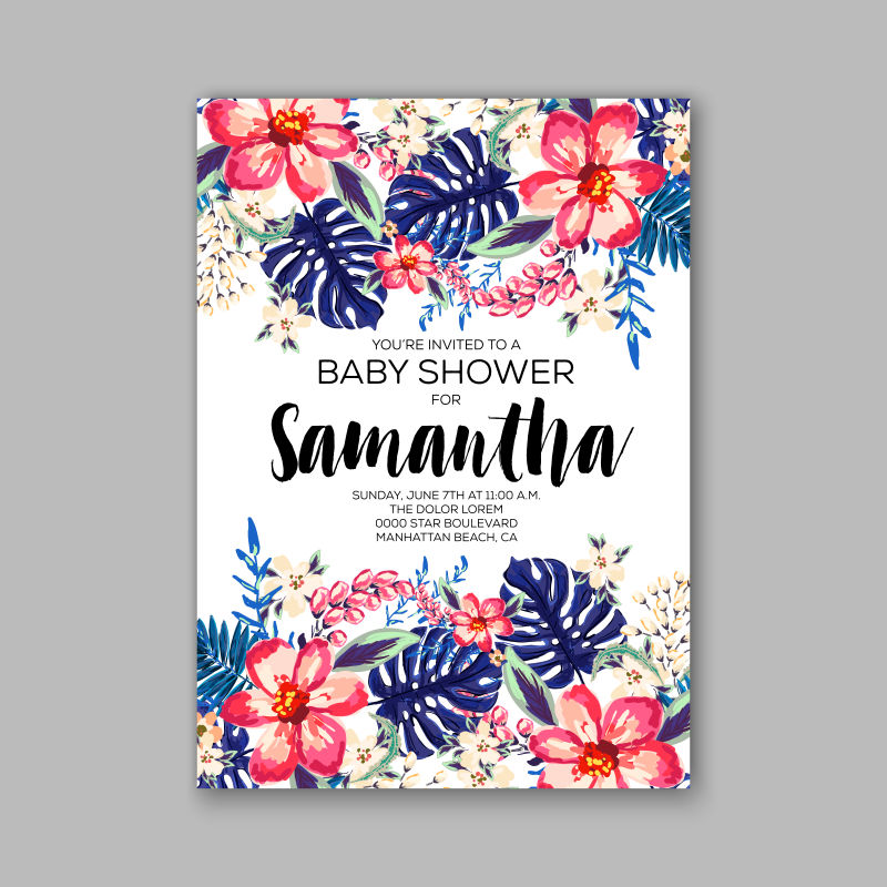 创意矢量花朵装饰请帖设计