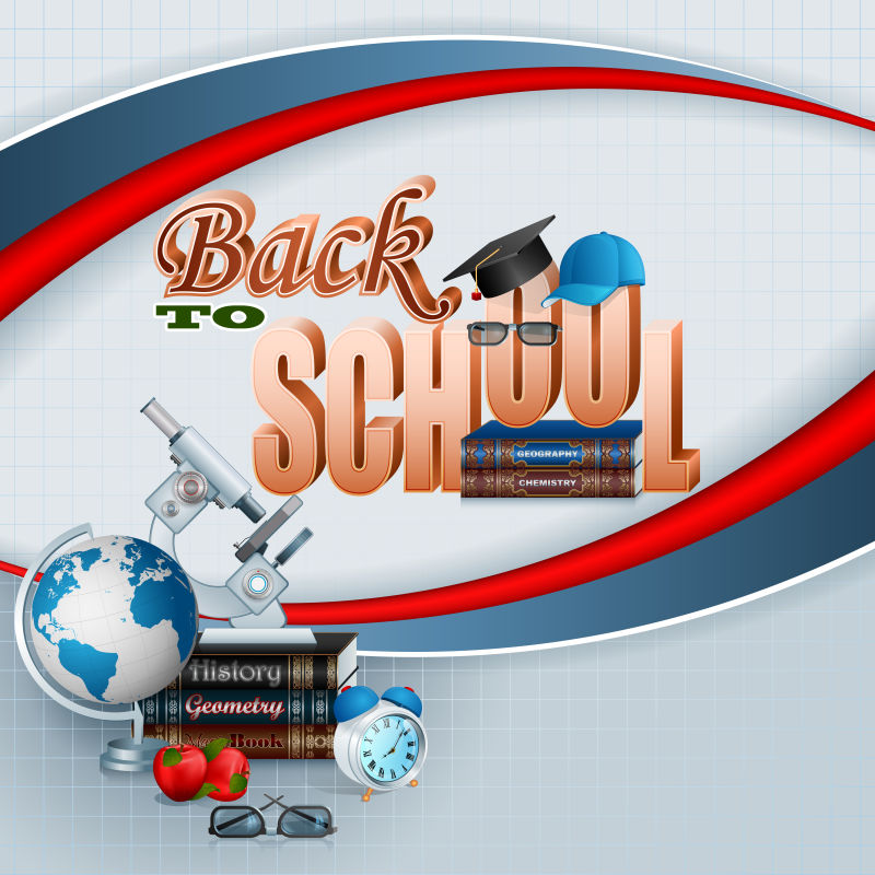 三维抽象矢量回到学校概念的设计背景