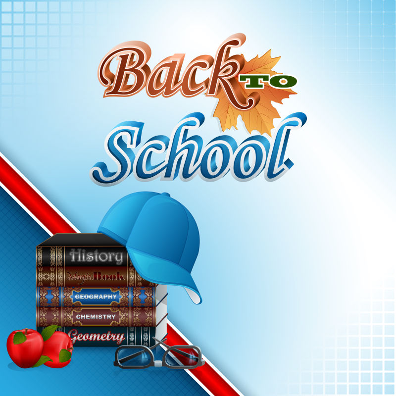 抽象矢量回到学校概念的三维设计背景