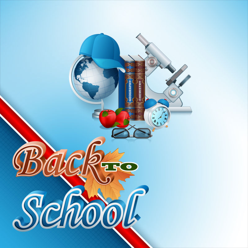 创意矢量回到学校概念的设计三维背景