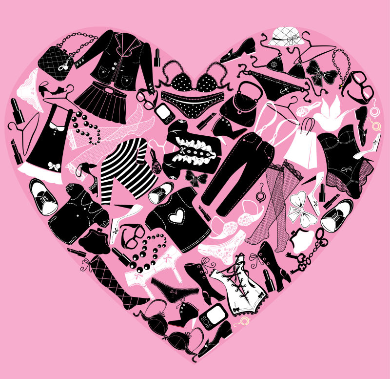 创意矢量热爱购物概念的插图