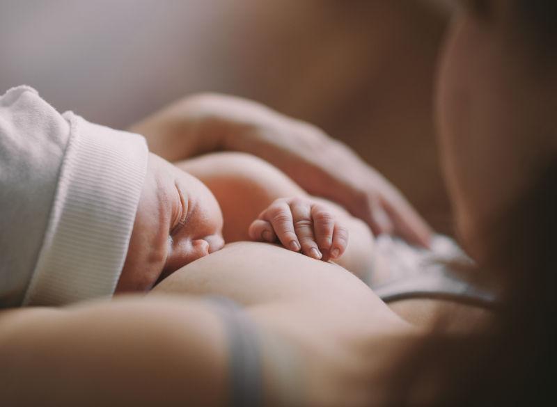 吃母乳的新生儿