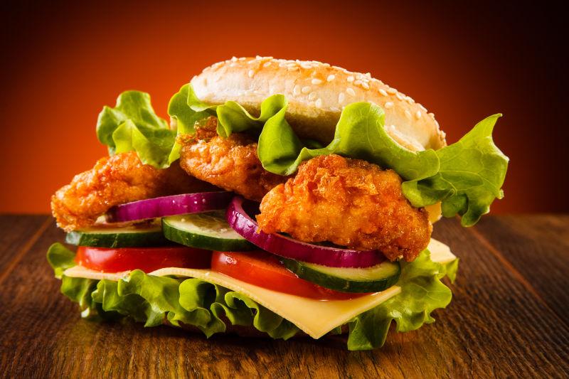 美味的蔬菜汉堡