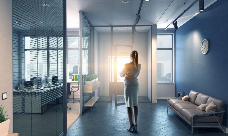 办公室里站立的美女商人