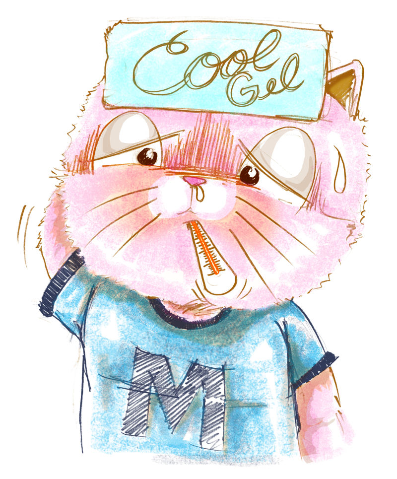 猫生病卡通动画片彩色画