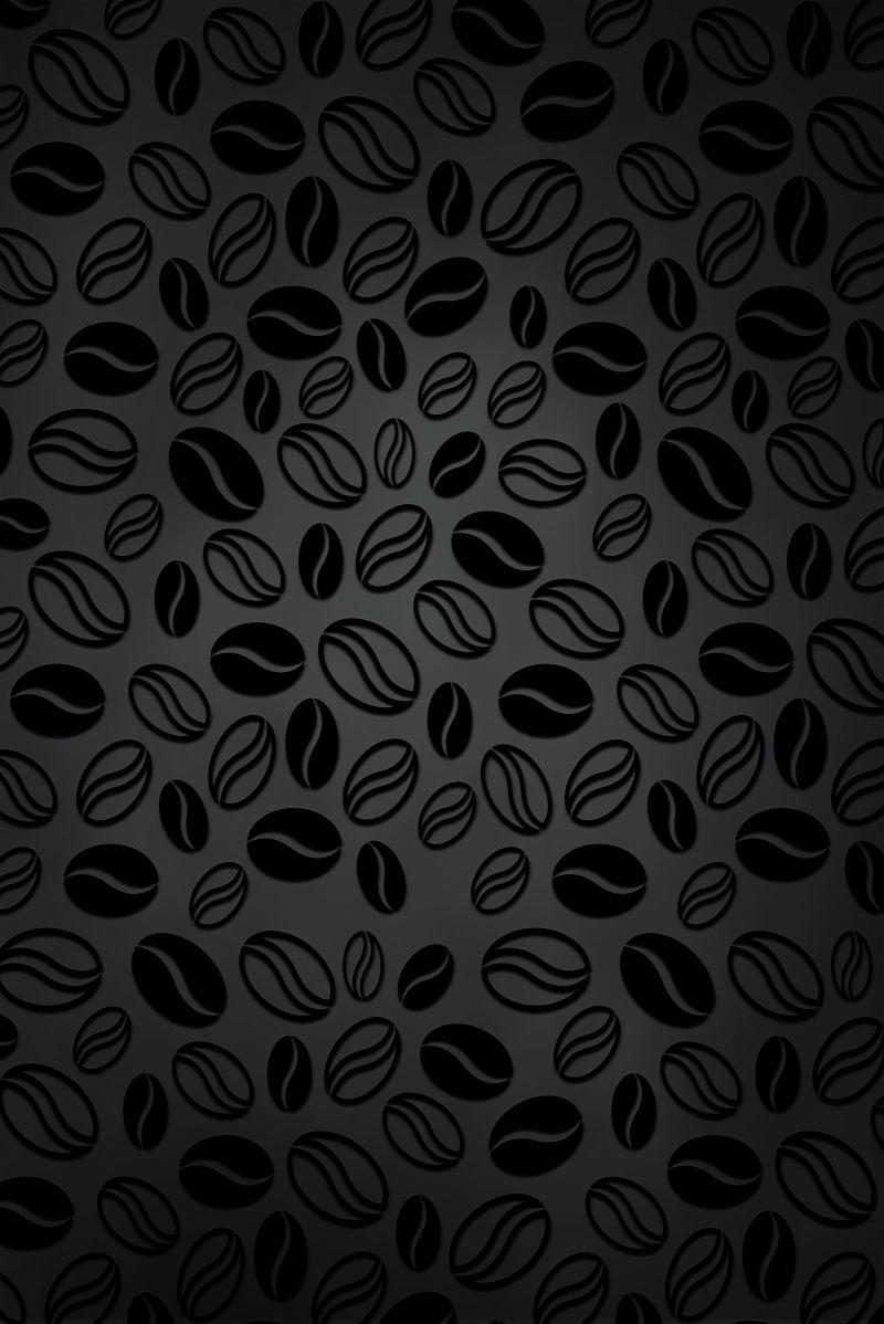 画着黑色和白色的咖啡的黑色背景