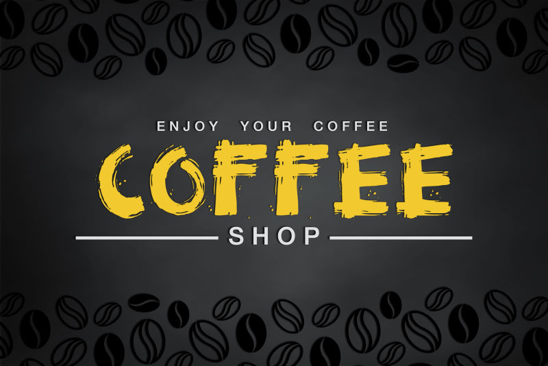 带有黑色咖啡图案的咖啡店背景