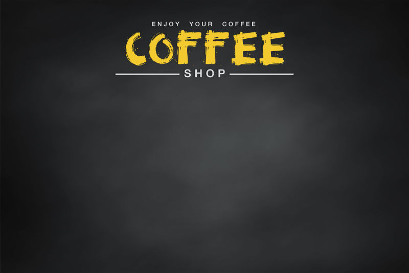 带有黄色咖啡字母的黑色背景