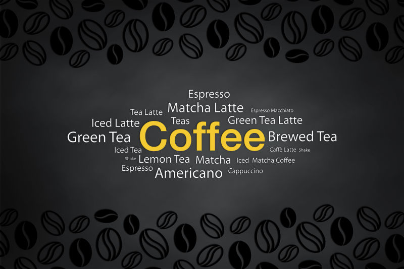 黑色背景下的黄色咖啡店标志