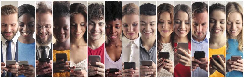 人脸的拼贴图智能手机通信