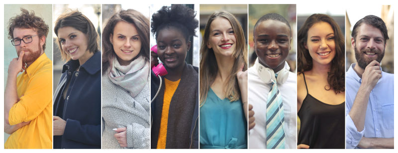 多彩的国度人脸的拼贴图